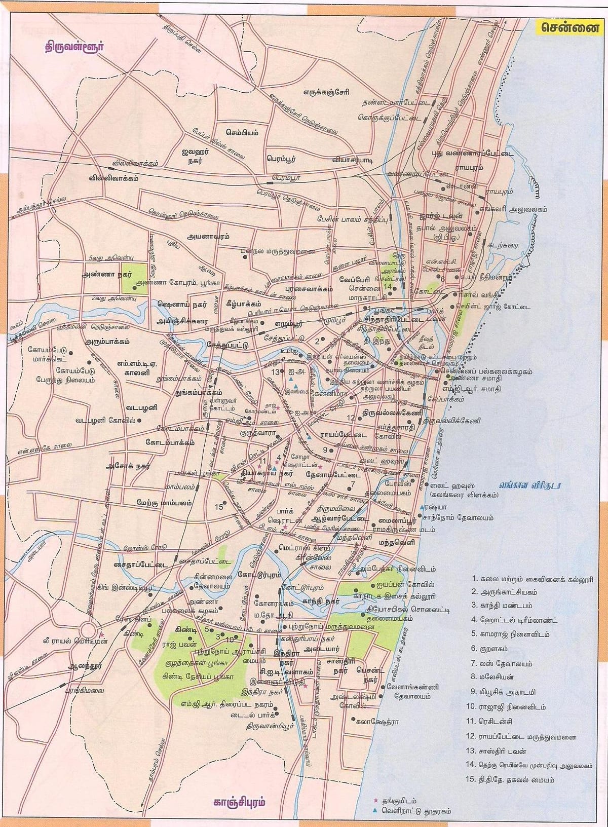 mapa de rota de Chennai