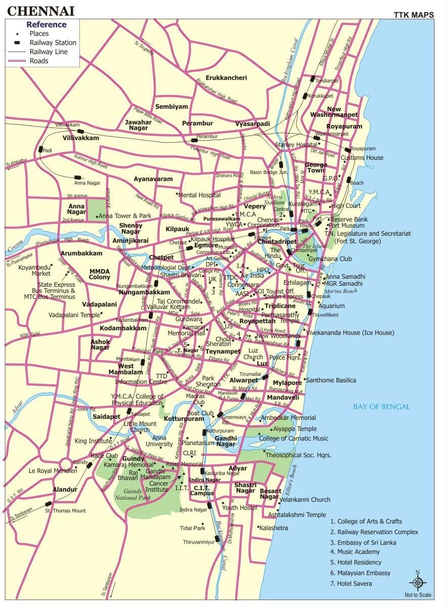 mapa de estradas de Chennai