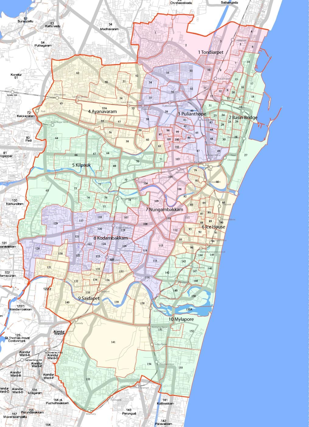 maior Chennai corporation mapa