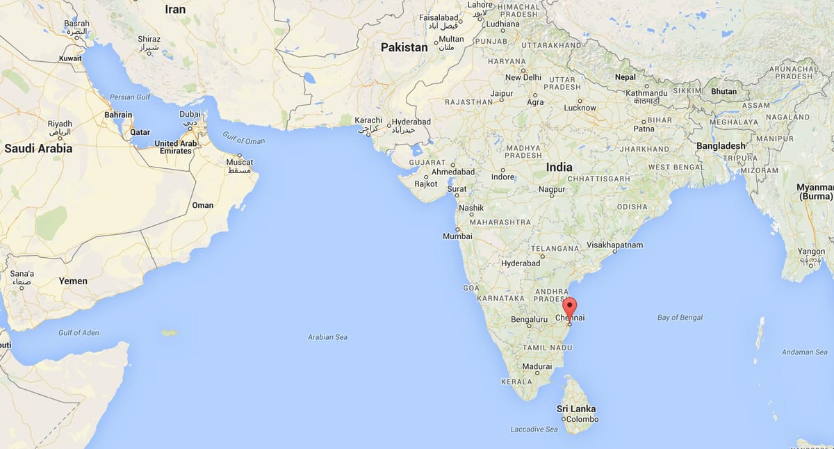 mapa da índia em Chennai