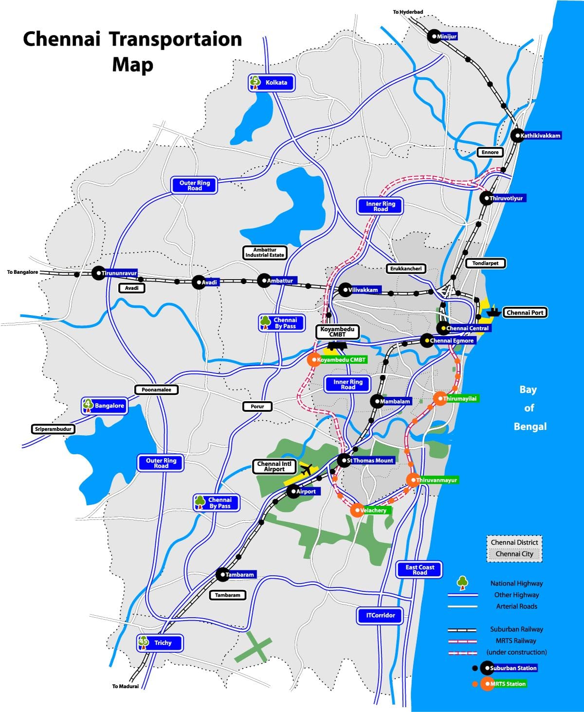 mapa de Chennai lagos