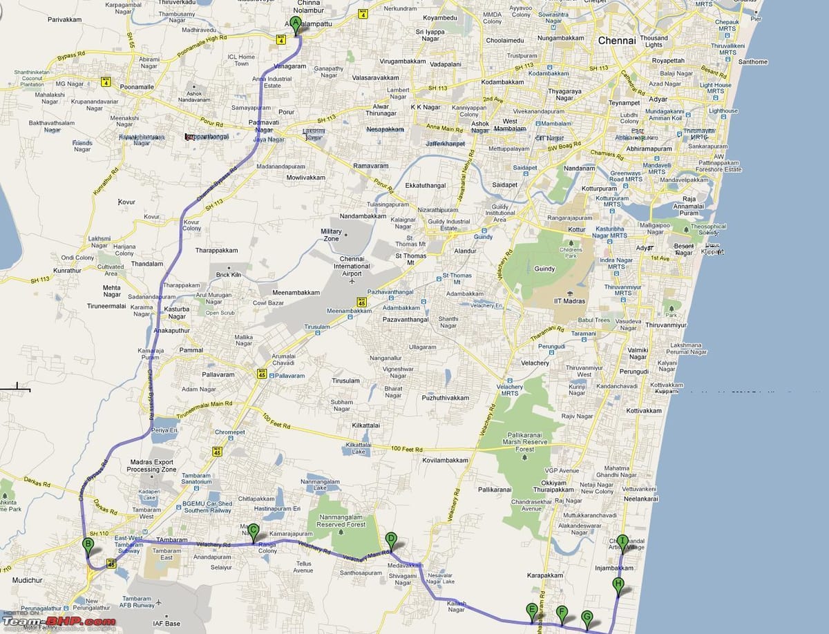 mapa de rota Chennai
