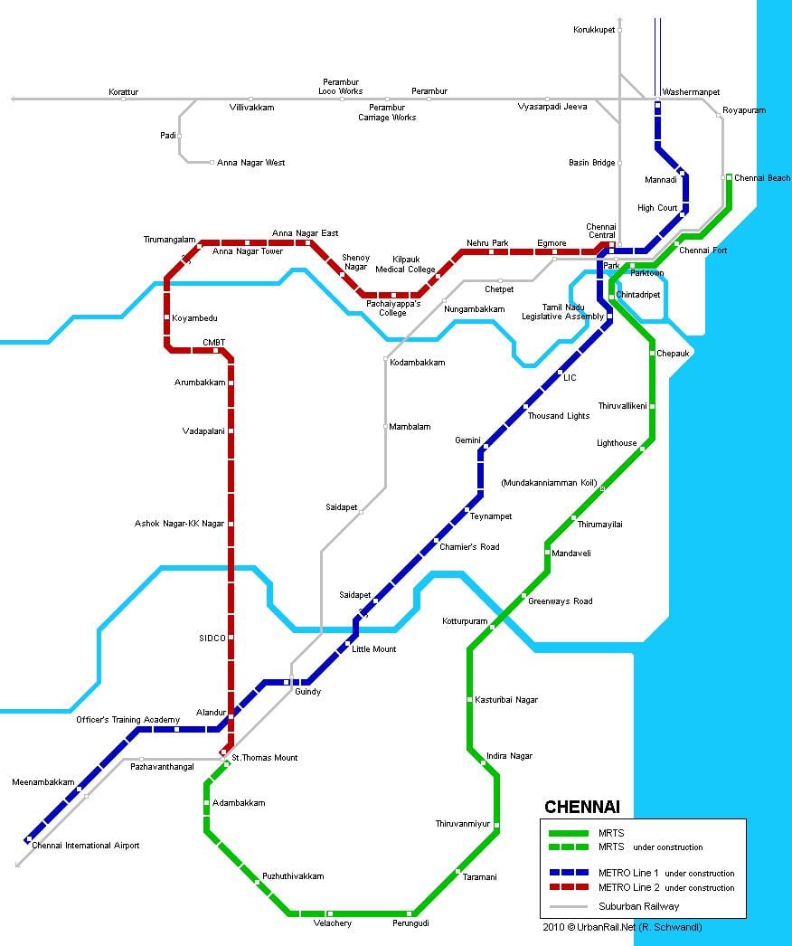 raiz mapa de Chennai
