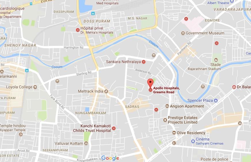Apollo hospital Chennai Greams mapa
