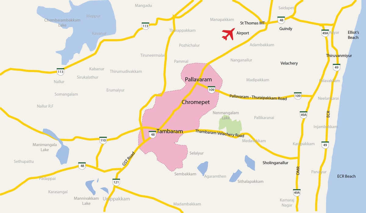 mapa de Tambaram Chennai